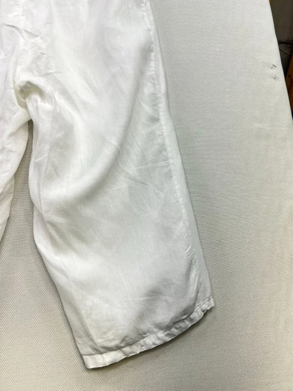 JM Collection Women's Linen Wide-Leg Crop Pants Drawstring Waist Size 18 White